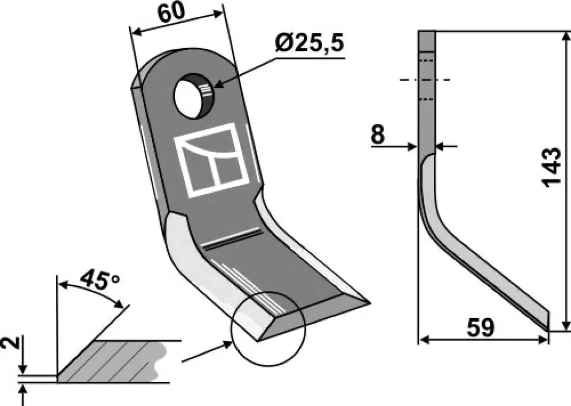 Y-Messer 143x60mm